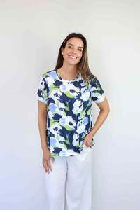 Larosela Flower Print Short Sleeve Top