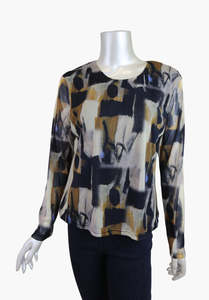 Merric print mesh basic top