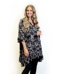 Merric V-Neck Patterned Butterfly Sleeve Tunic