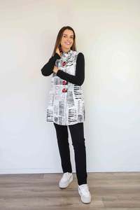 Blouse Shirt: Merric Sleeveless Vest with Red Buttons