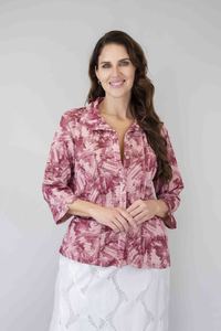 Blouse Shirt: Merric relaxed fit 3/4 sleeve shirt