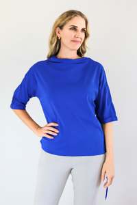 Blouse Shirt: Larosela Short Sleeve Shoulder Lace Design Bottom Drawstring Shirt