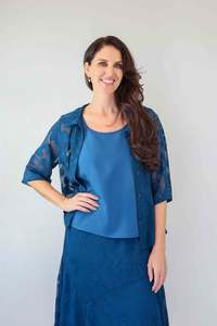 Jacket: Larosela 2-Piece Set: Solid Tank Top with Sheer Print Overlay