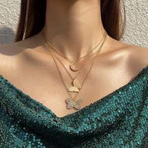 Moon and Butterflies Necklace
