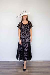 Larosela Chiffon Elastic Waist Short Sleeve Dress