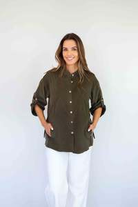 New: FairyTern Corduroy Button Front Top With Side Tie
