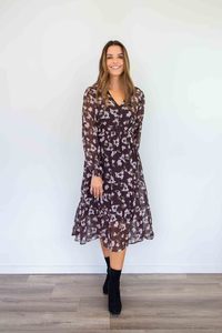 New: Merric V-Neck Chiffon Midi Dress with Slip