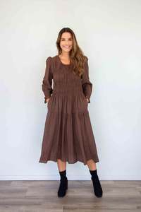 Merric Plain Elastic Long Sleeve Dress