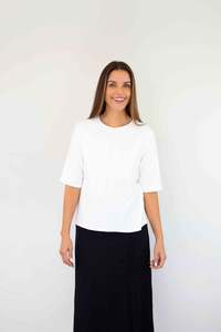 Merric Short-sleeve Bottom-slit 45%Cotton Knitwear