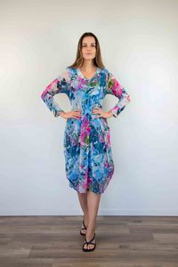 New: Hengsheng print side gather dress