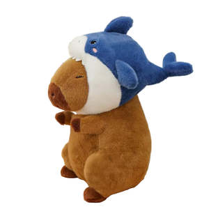 Soft Toys: Cuddly Capybara Shark Hat Plush - 35CM