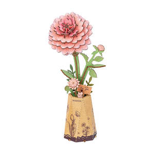 Rolife: Rolife Rowood Pink Dahlia DIY Wooden Flower 3D Puzzle TW131