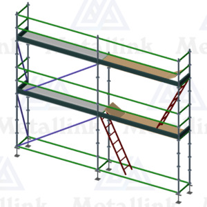 6m Ringlock Scaffold, 2-Level w/ Hatches & Ladders - Metallink