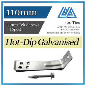 Brick Ties Hot-Dip Galvanised 110mm (Tek Screws) - Metallink
