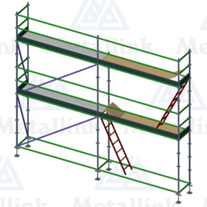 Our: Aluminium Scaffolding 6m w/ Hatches & Ladders, Ringlock, 2-Level - Metallink