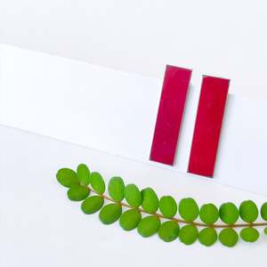 Squashed Berry Red Short Ribbon Statement Earrings