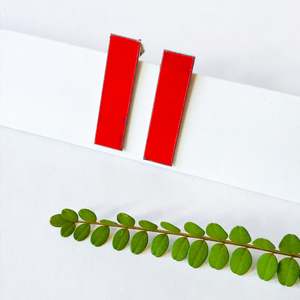 Frontpage: Pohutukawa Red Short Ribbon Statement Earrings
