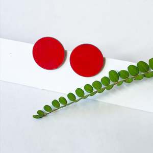 Frontpage: Pohutukawa Red Large Dot Statement Earrings