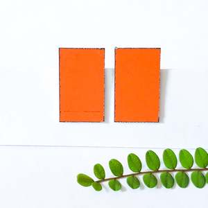 Gisborne Orange Rectangle Statement Earrings