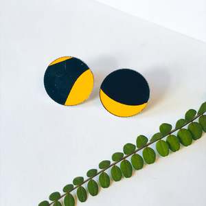 Frontpage: Bumblebee Yellow & Black Large Dot Statement Earrings