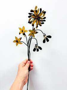 Picked & Plucked Posie Yellow & Black Floral Sculpture Trio