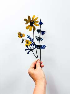 Picked & Plucked Posie Blue & Yellow Floral Sculpture Trio