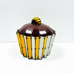 Green: Freestanding Cupcake Sculpture - Yellow & White with Chocolate Sponge
