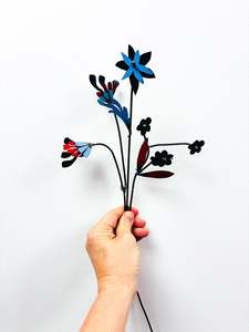 Picked & Plucked Posie Blue & Black Floral Sculpture Trio