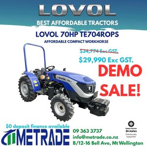 Frontpage: DEMO LOVOL 70HP TE704 Compact Orchard Tractor