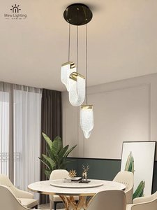 Pendant Light: CL135 Modern Gold & Textured Acrylic Chandelier