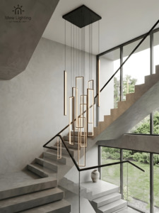 Chandelier: CL124-10 Modern Linear Art Multi-Light Chandelier