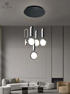 CL134 Modern Black & Gold Multi-Geometry Pendant