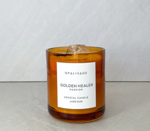 Golden Healer Quartz Crystal Candle | Large