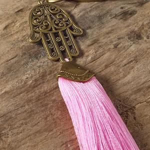 Bag & Key Tassel: Hamsa Bag Tassel / Key Ring (Pink)