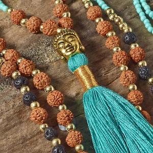 Positivity Tassel Necklace (Aqua)