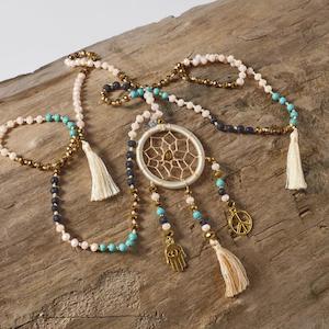 Necklace: Dream Catcher Tassel Necklace (Cream)