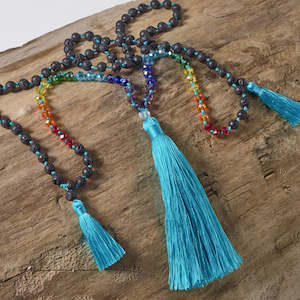 Necklace: Chakra Triple Tassel Necklace (Turquoise)