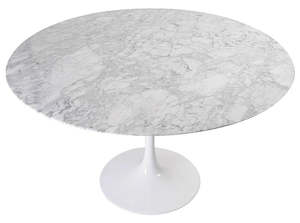 Dining Hall: Marble Round Tulip Dining Table - 90cm Diameter