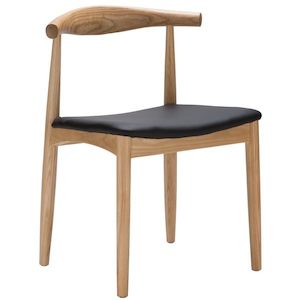 Dining Chairs: Solid Red oak  Elbow Dining Chair with Genuine Leather seat cushion