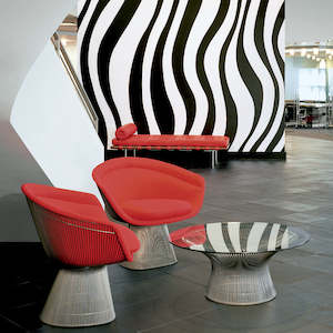 Coffee Tables: Replica Platner glass top coffe table Dia90cm, 3 color