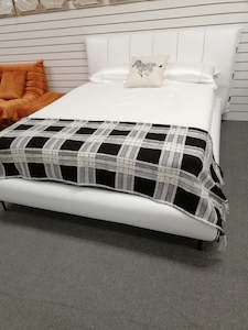 Snow white Italian Leather Bed #805, 2 sizes in stock, up to 30% off