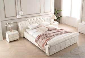 Bed Frames Bases: #B002 luxury leather Bed frame 3 sizes