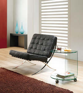 Side Tables: 2 Level glass side table with wheels #018 Special