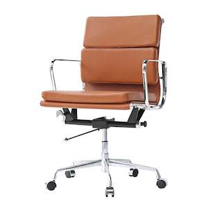 Office Chairs: RP Eames soft pad Genuine Leather  office chair, Tan  color available now