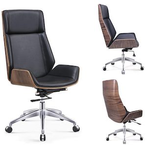 Modern office chair HB-10,Black Microfiber  leather.