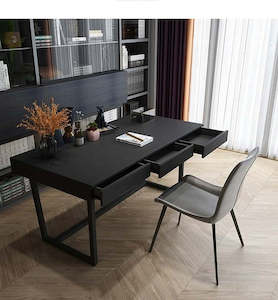 I shape 140cm Solid wood+ Oak veneer study desk 3 colours available