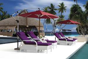 Outdoor Lounge Chairs: Outdoor Sun Lounger - Extendable Foot Stool. Black and brown color Clearance sale