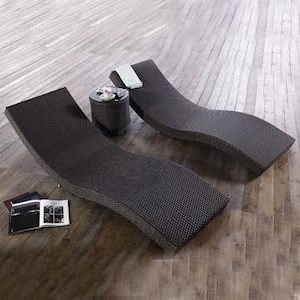 Outdoor Lounge Chairs: Whisper 3pc PE Rattan Sun Loungers white color special price now !