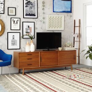 Entertainment Unit: Mid-Century 1.8m Entertainment Unit, Walnut colour only