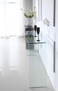 Glass Console Table 110cm curved edge, 2 colors available now